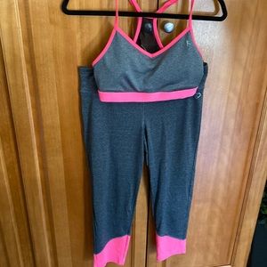 Pink and gray workout set